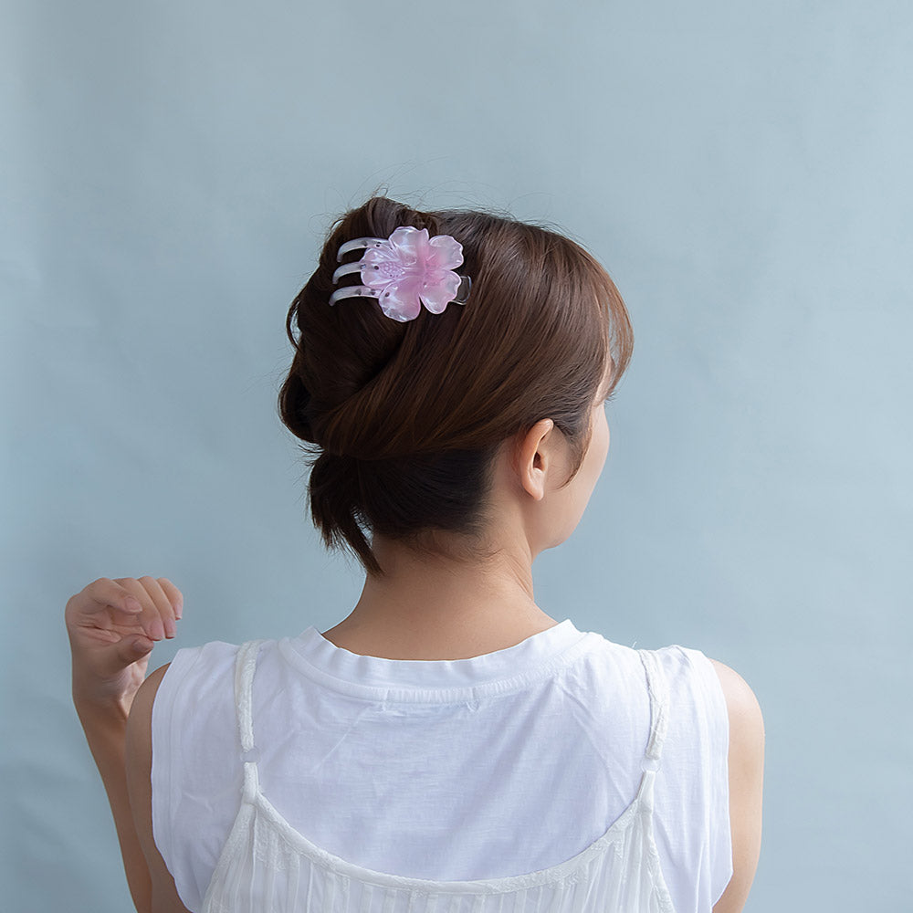 Translucent Hibiscus Hair Claw Clip