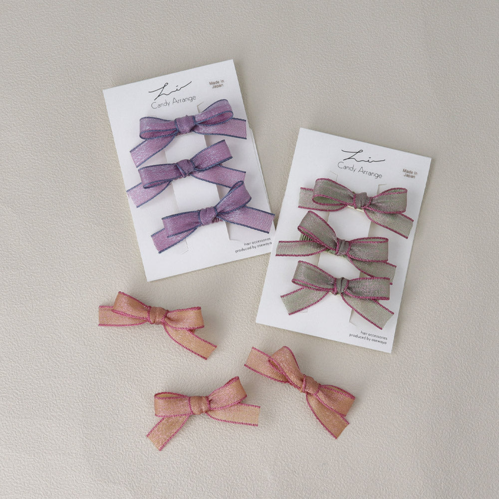 Trimmed Bow Hair Clip Pack - osewaya