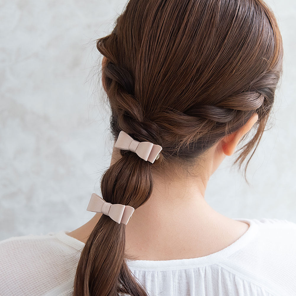 Mini Grosgrain Bow Hair Clip Set - osewaya