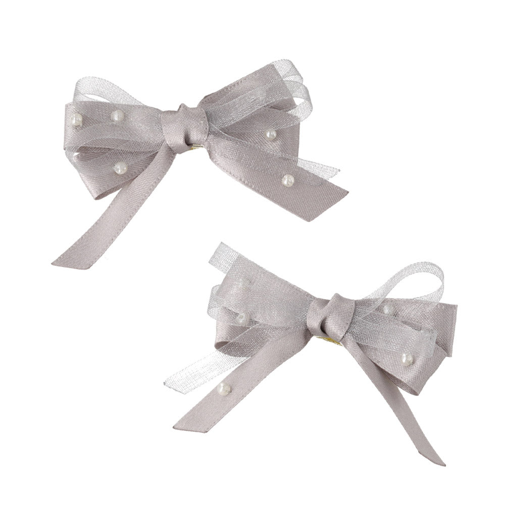 Pearly Bow Hair Clip Set