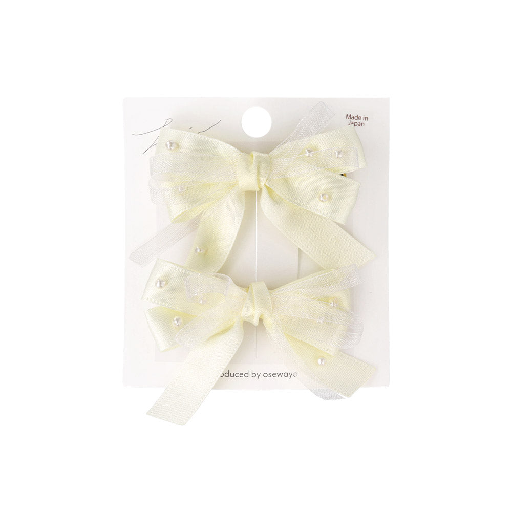 Pearly Bow Hair Clip Set