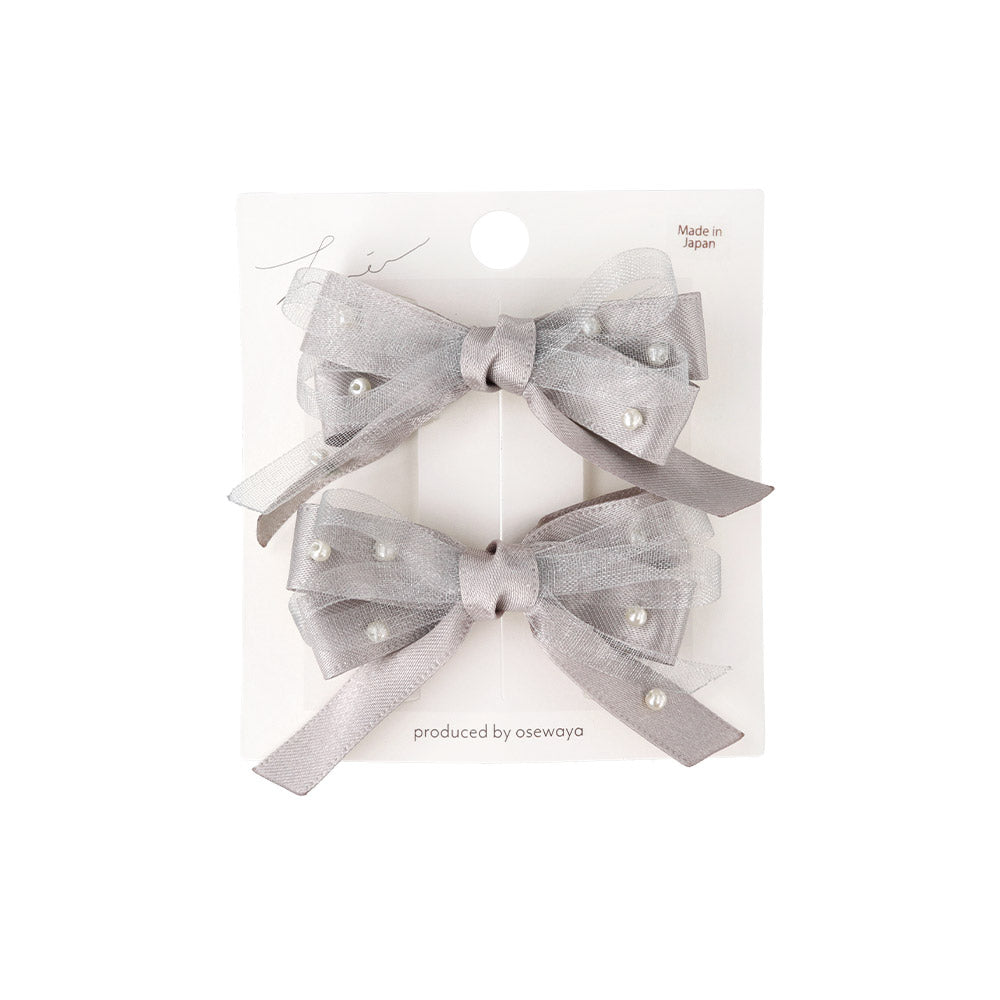Pearly Bow Hair Clip Set
