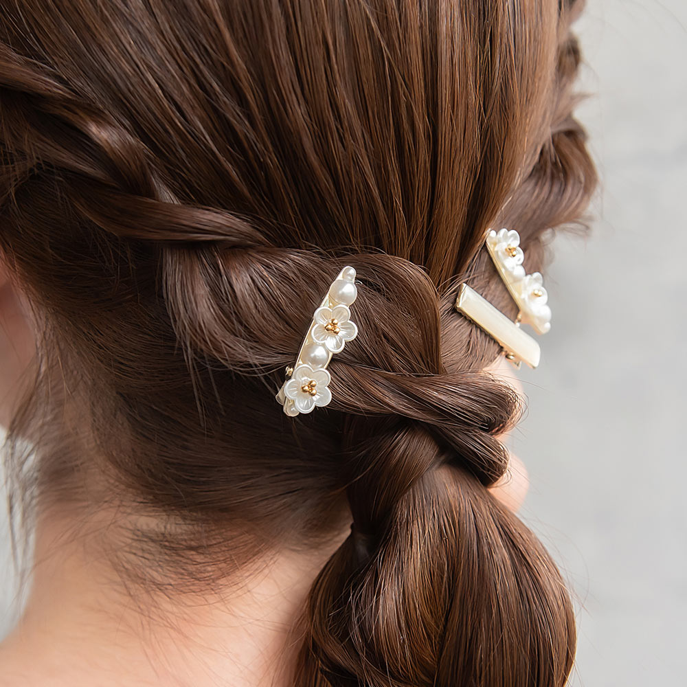 Pearlescent Flower Hair Clip Pack