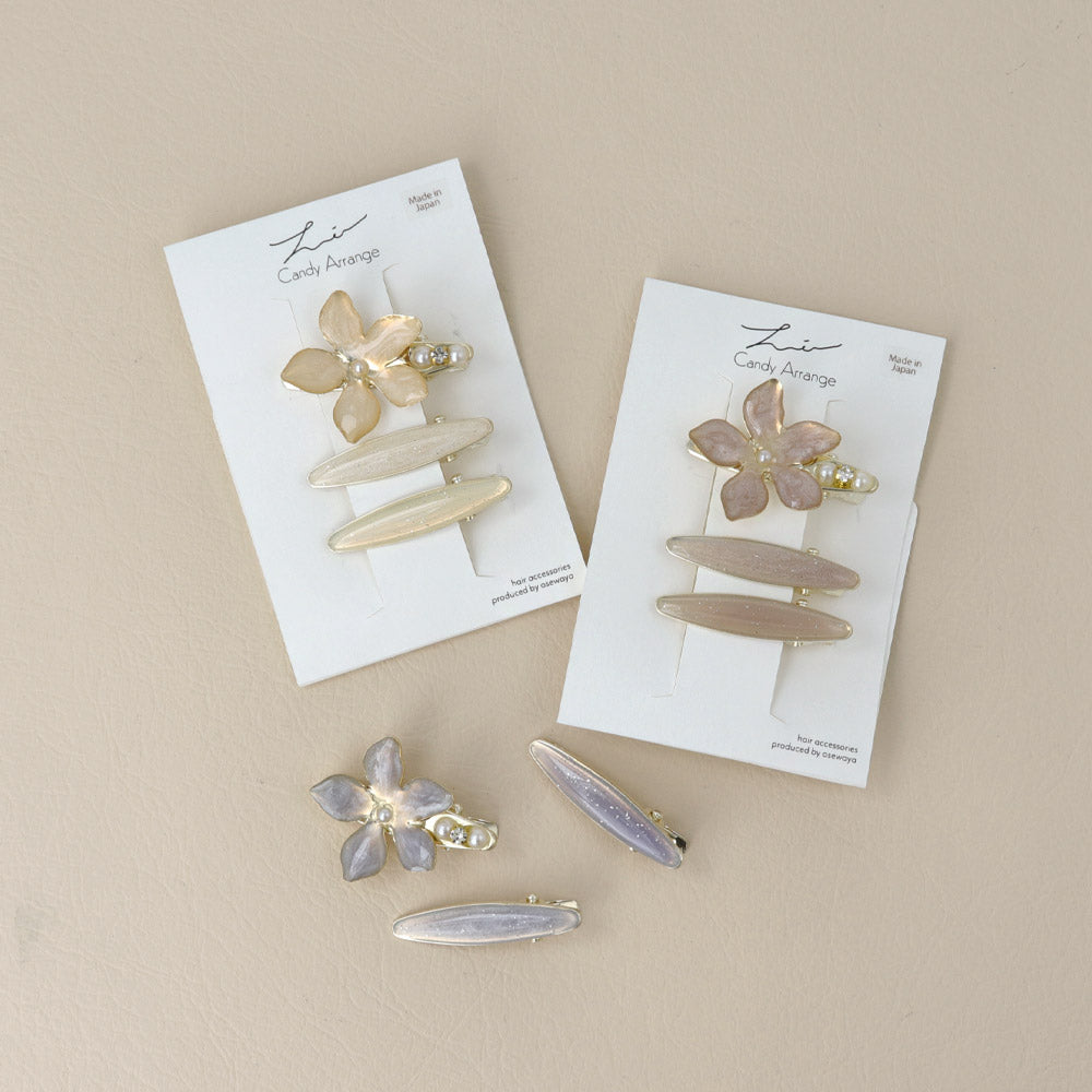 Floral Jelly Mini Hair Clip Set - osewaya