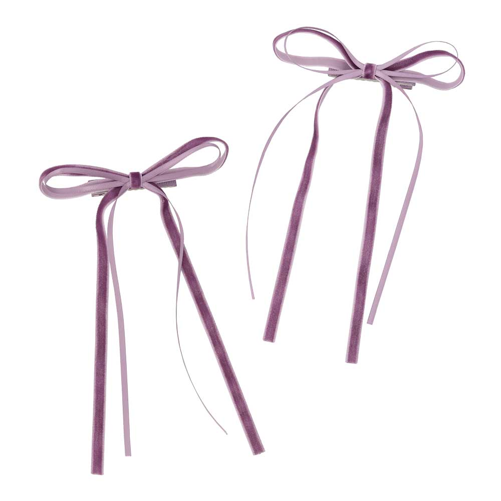 Skinny Velvet Bow Hair Clip Set