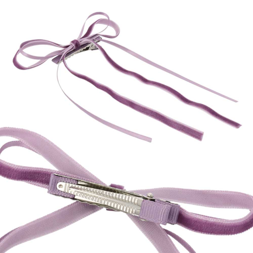 Skinny Velvet Bow Hair Clip Set
