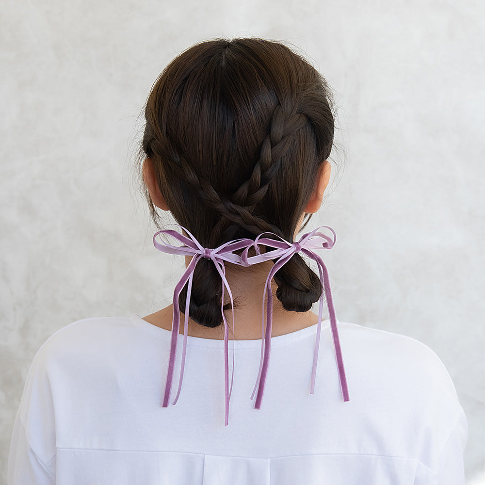Skinny Velvet Bow Hair Clip Set