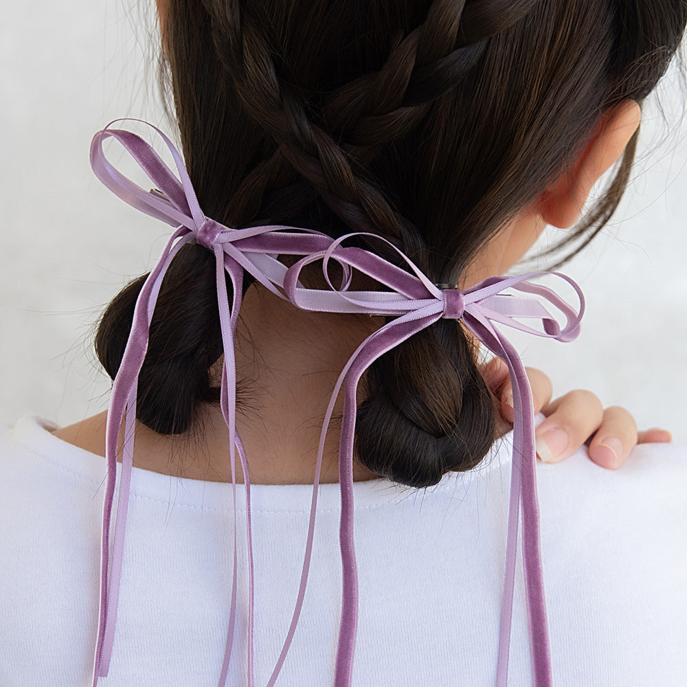 Skinny Velvet Bow Hair Clip Set