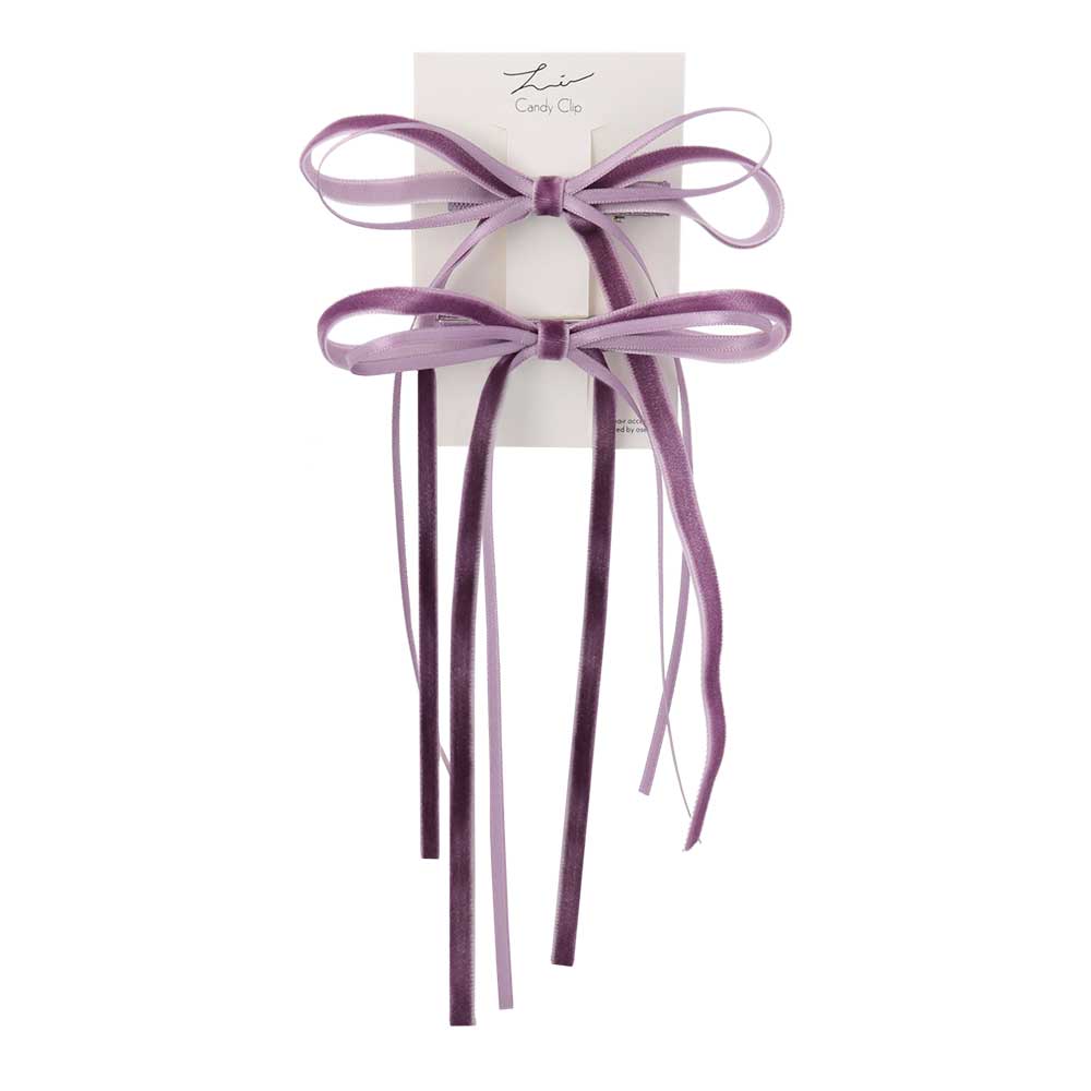 Skinny Velvet Bow Hair Clip Set