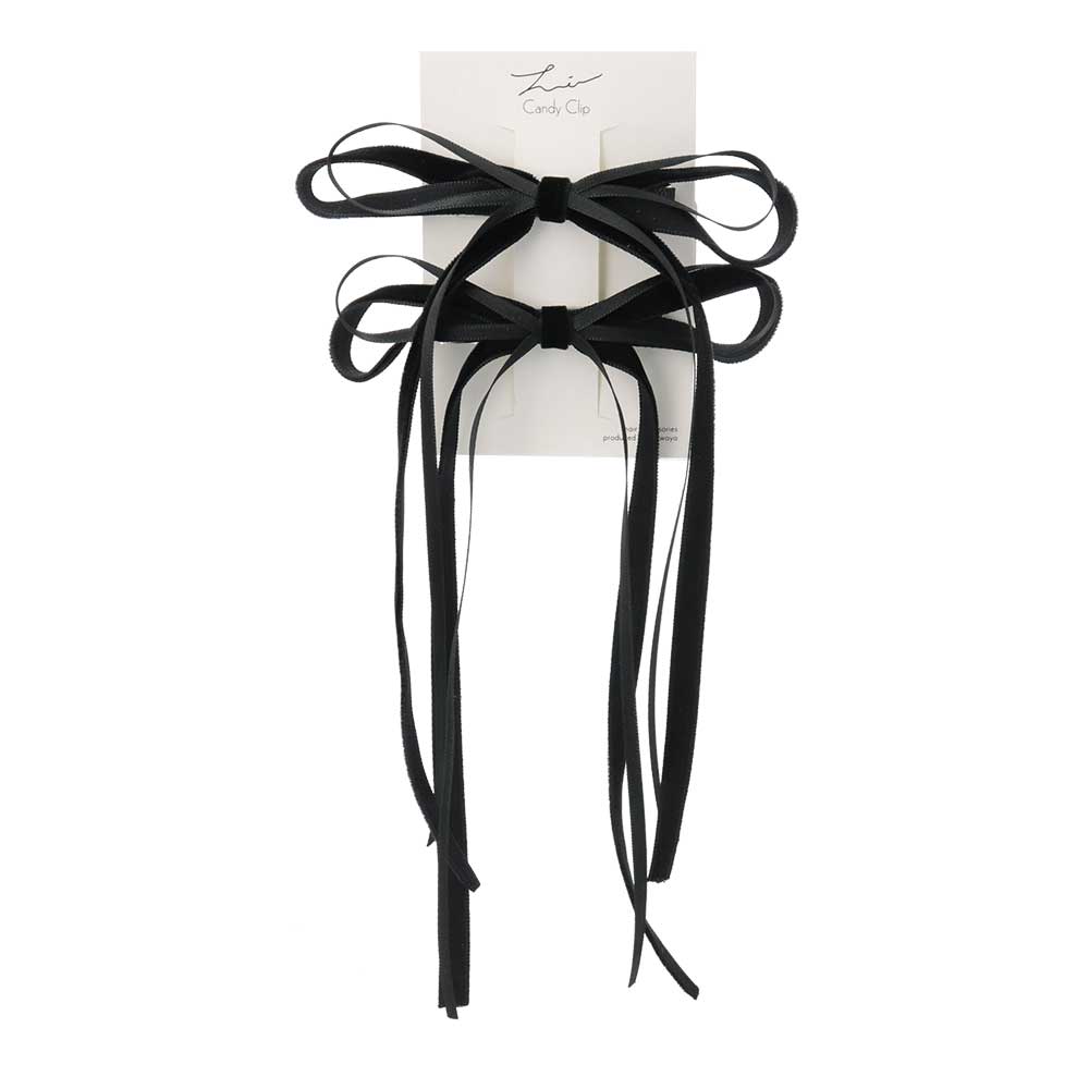 Skinny Velvet Bow Hair Clip Set