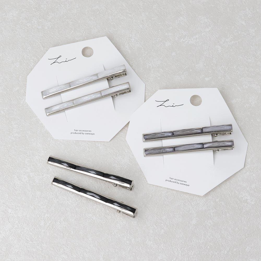 Faceted Thin Pinch Clip Set