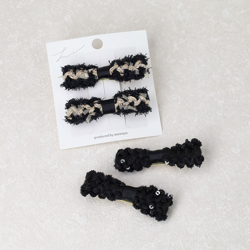 Fuzzy Bow Pinch Clip Set