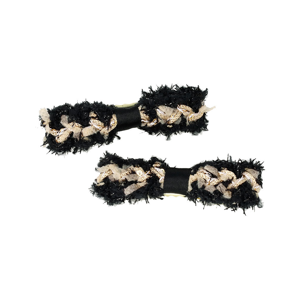 Fuzzy Bow Pinch Clip Set