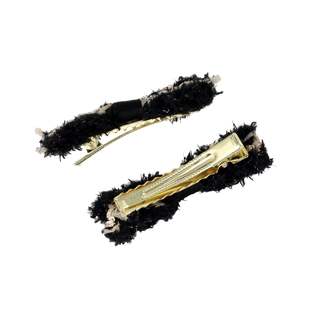 Fuzzy Bow Pinch Clip Set