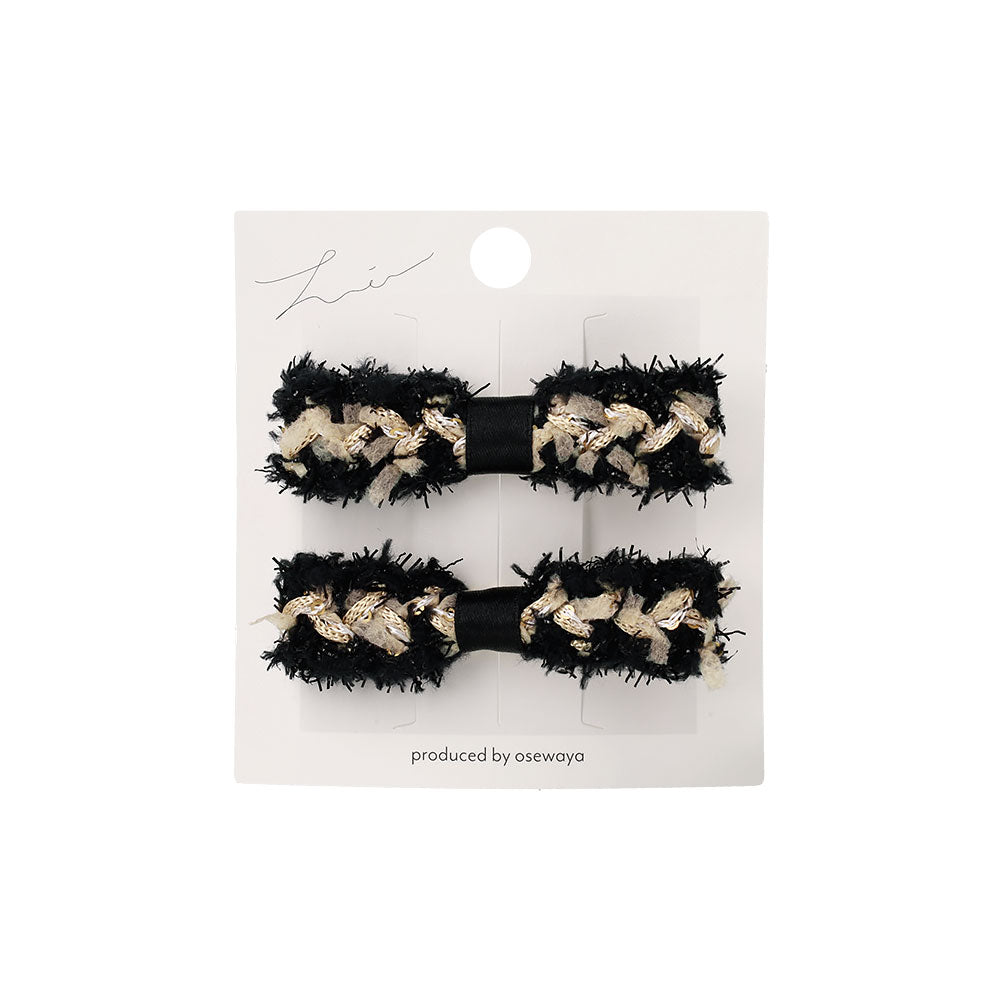 Fuzzy Bow Pinch Clip Set