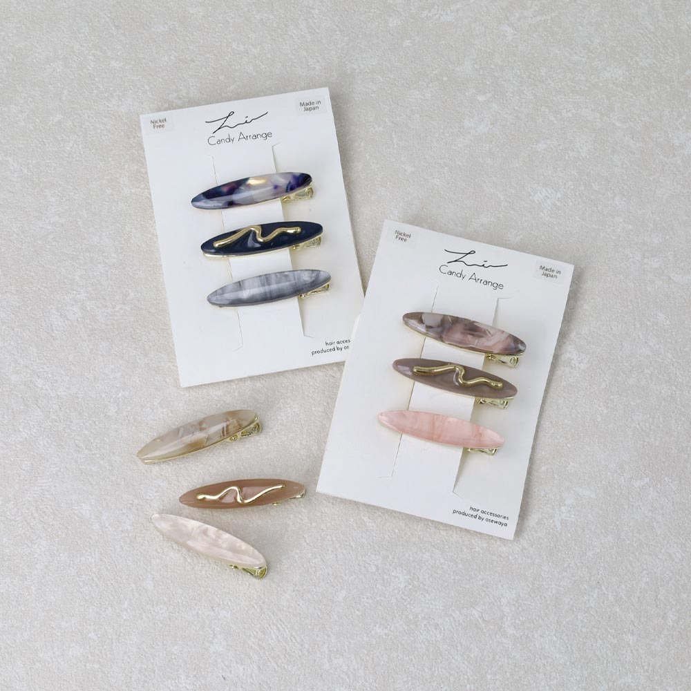 Oval Marble Mini Pinch Clip Set