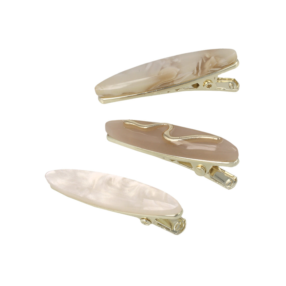 Oval Marble Mini Pinch Clip Set