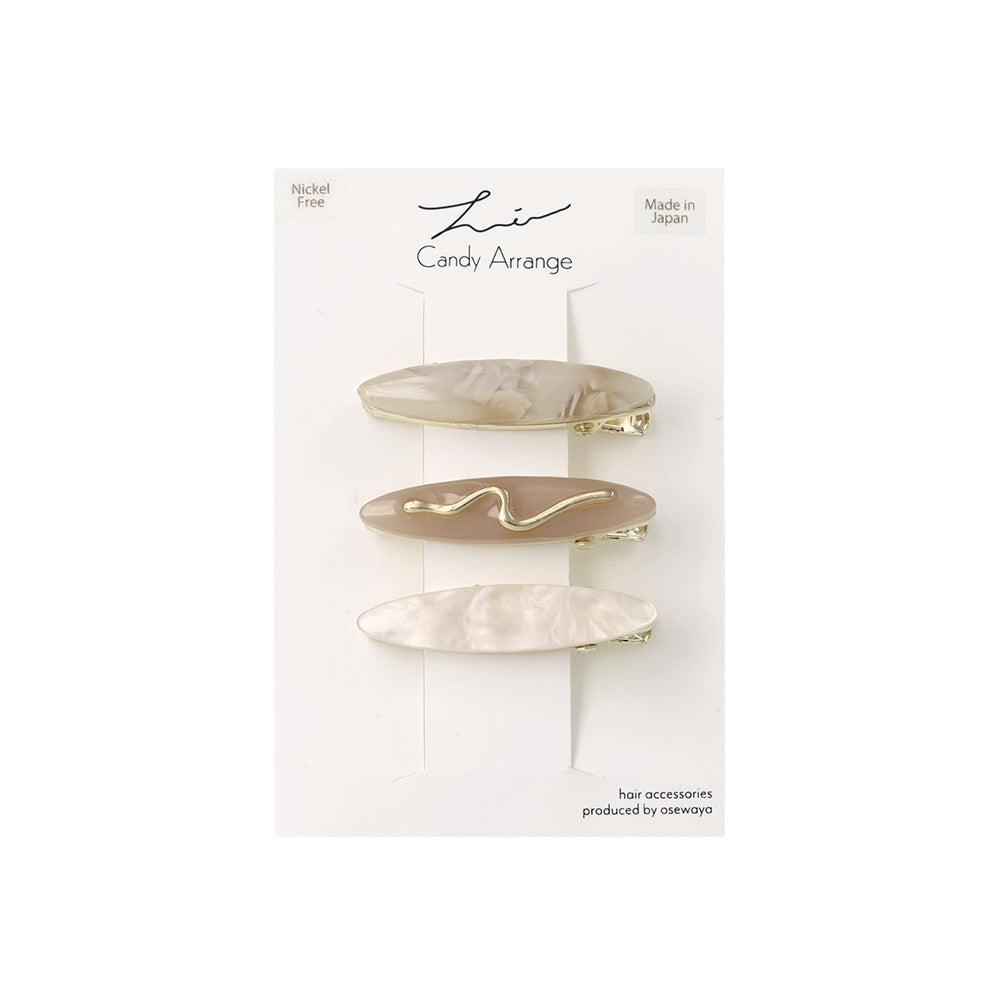 Oval Marble Mini Pinch Clip Set