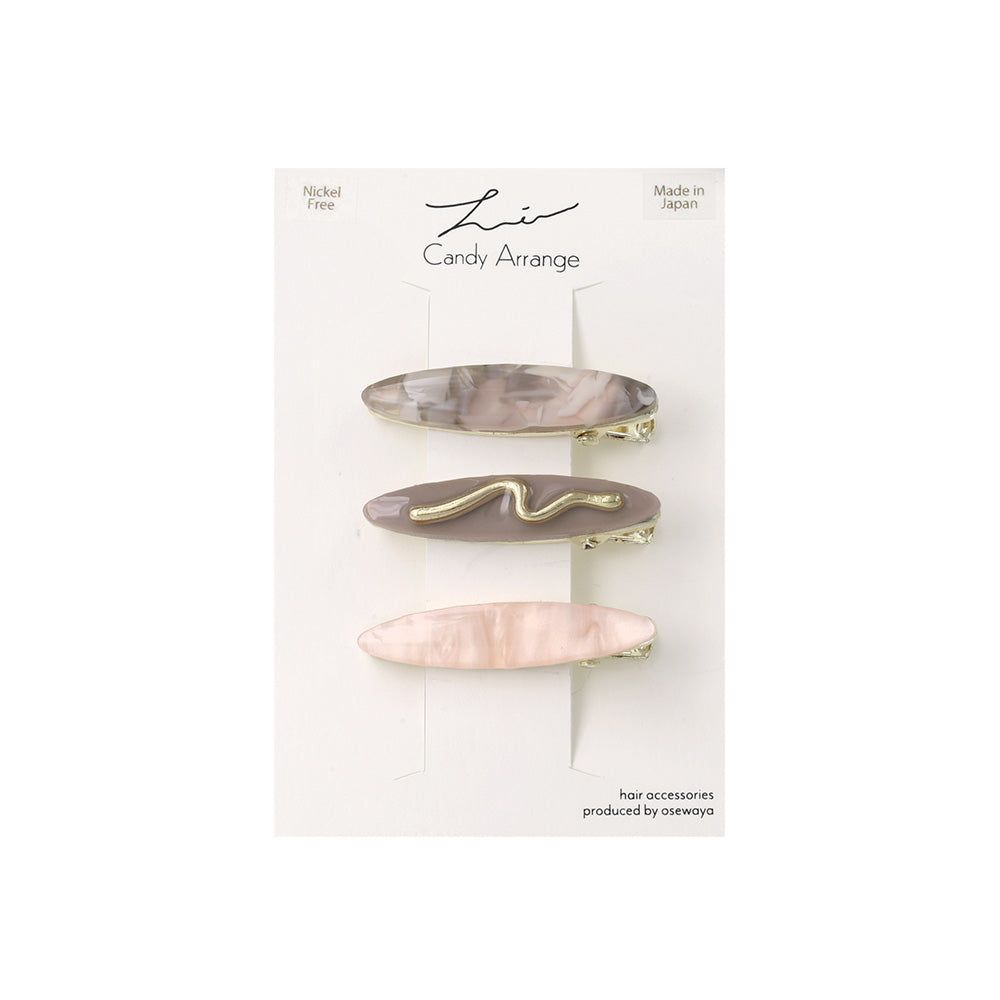 Oval Marble Mini Pinch Clip Set