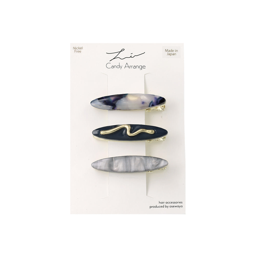 Oval Marble Mini Pinch Clip Set