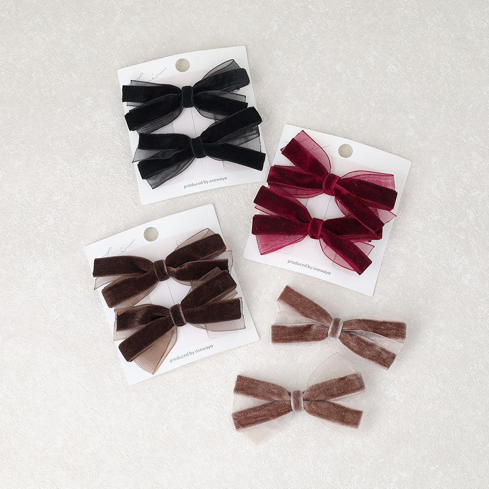 Velvet Bow Pinch Clip Set