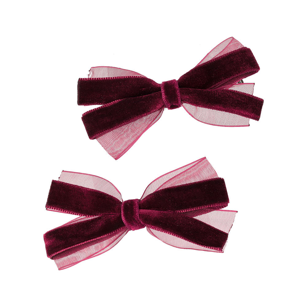 Velvet Bow Pinch Clip Set