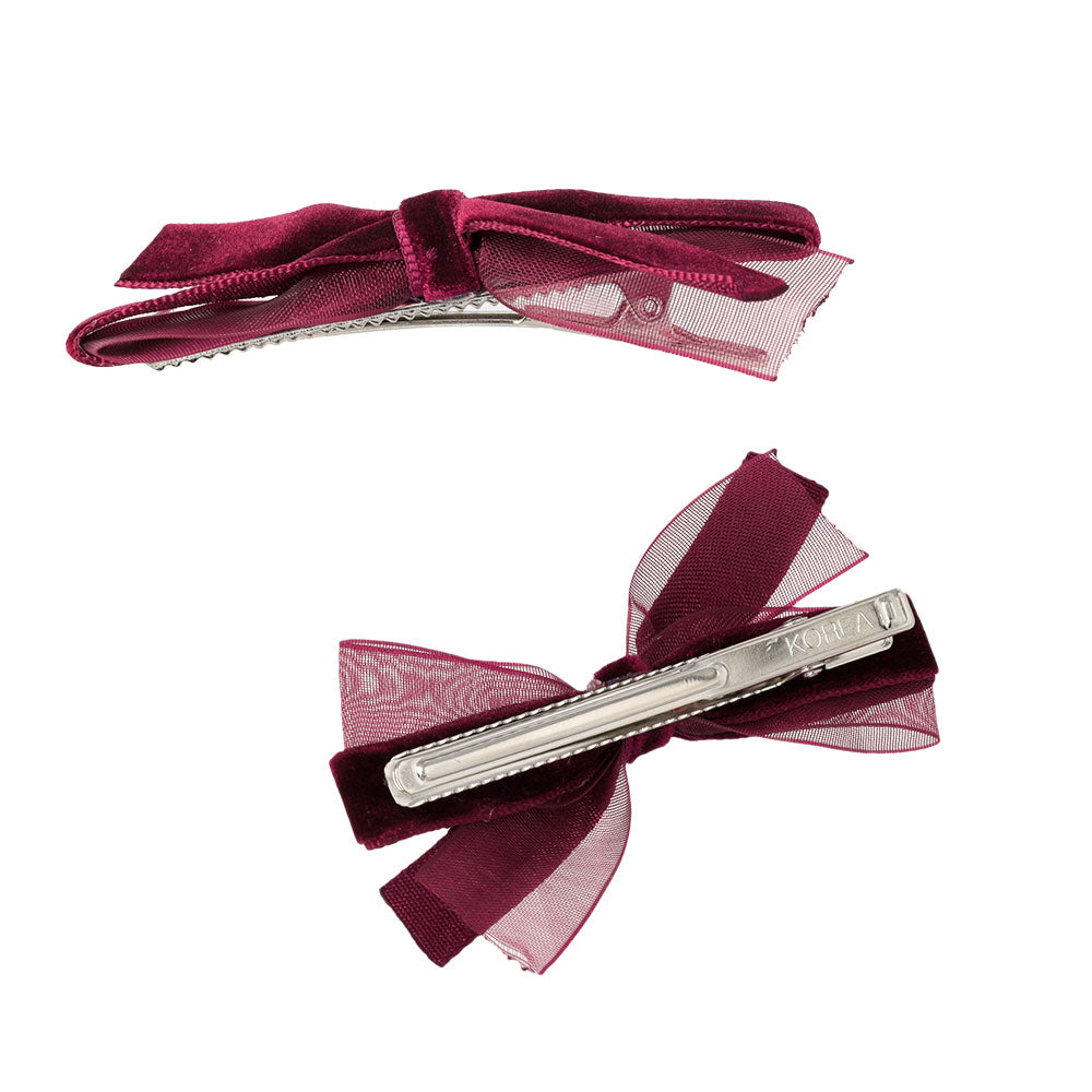 Velvet Bow Pinch Clip Set