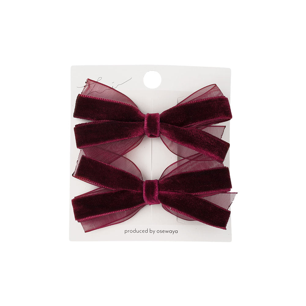 Velvet Bow Pinch Clip Set