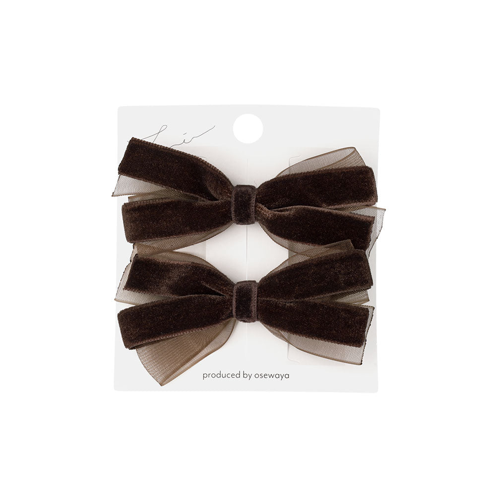 Velvet Bow Pinch Clip Set