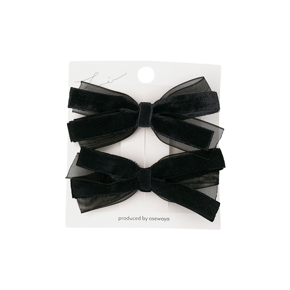 Velvet Bow Pinch Clip Set