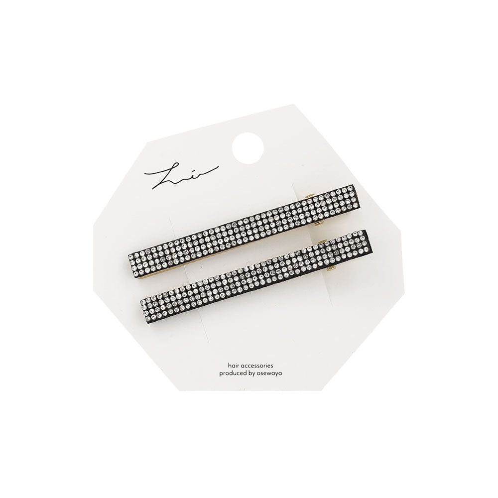 Pave Rectangle Pinch Clip Set