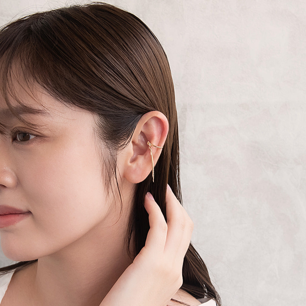 Gem and Drop Chain Ear Cuff
