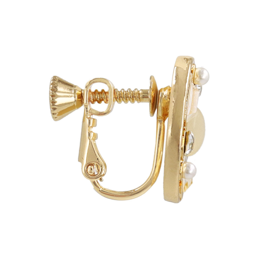 Multi Bijou Oval Clip On Earrings