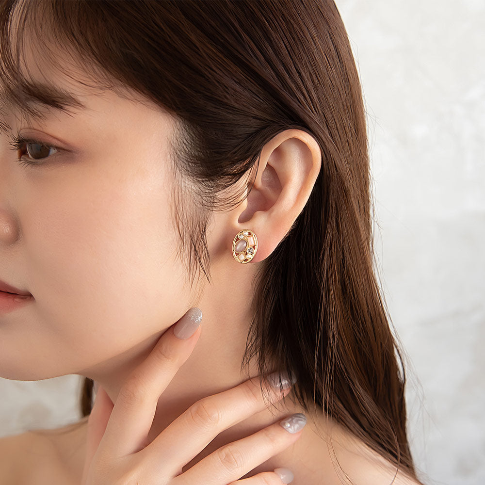 Multi Bijou Oval Clip On Earrings