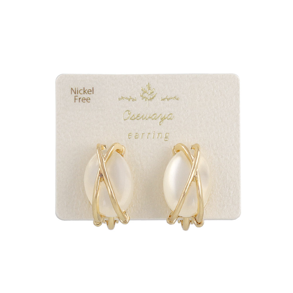 Metal Cross Oval Stone Clip Ons