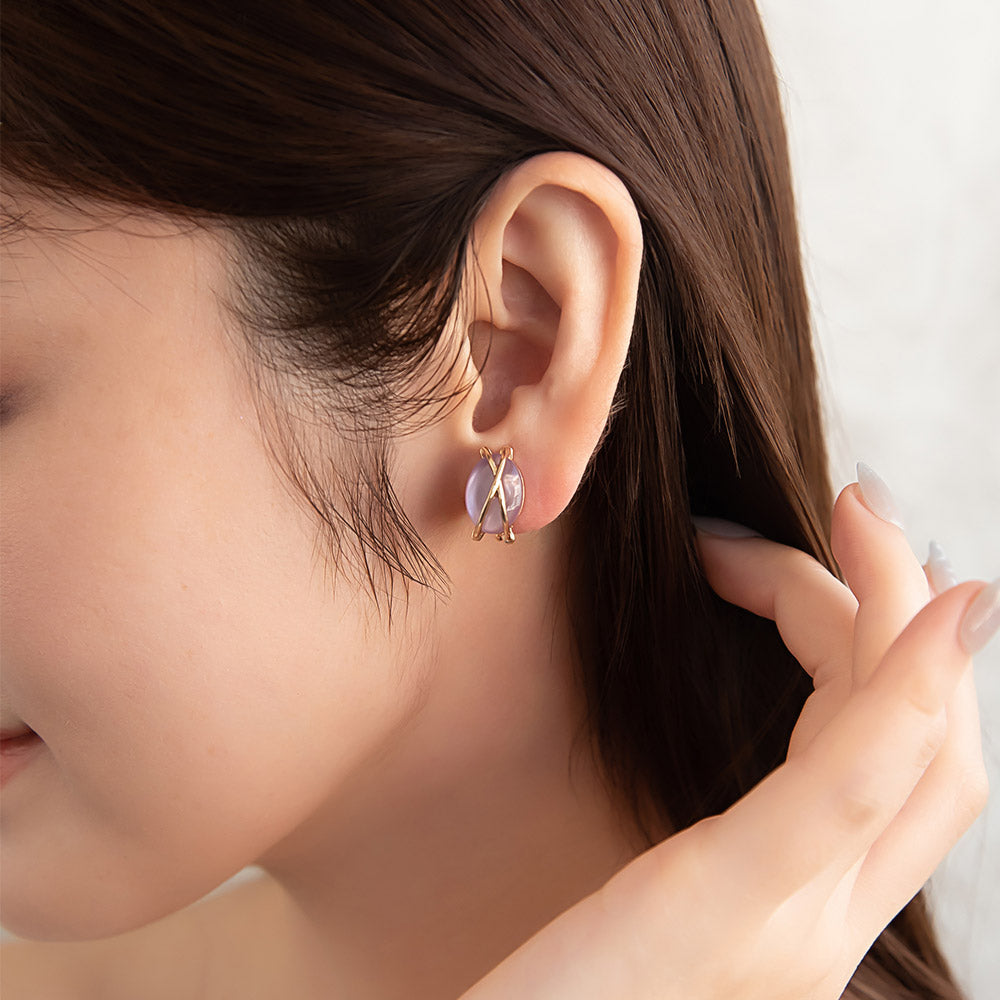 Metal Cross Oval Stone Clip Ons