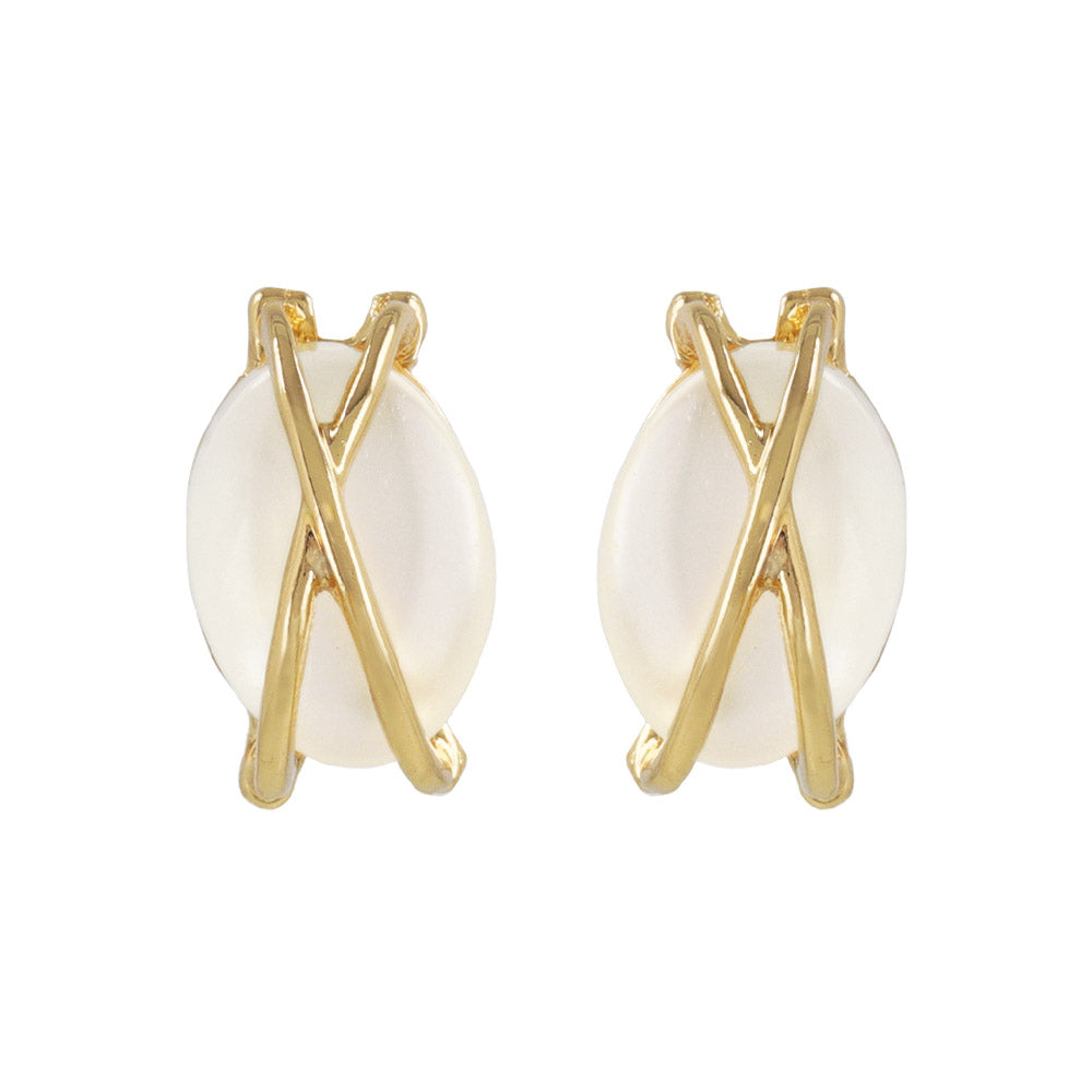 Metal Cross Oval Stone Clip Ons