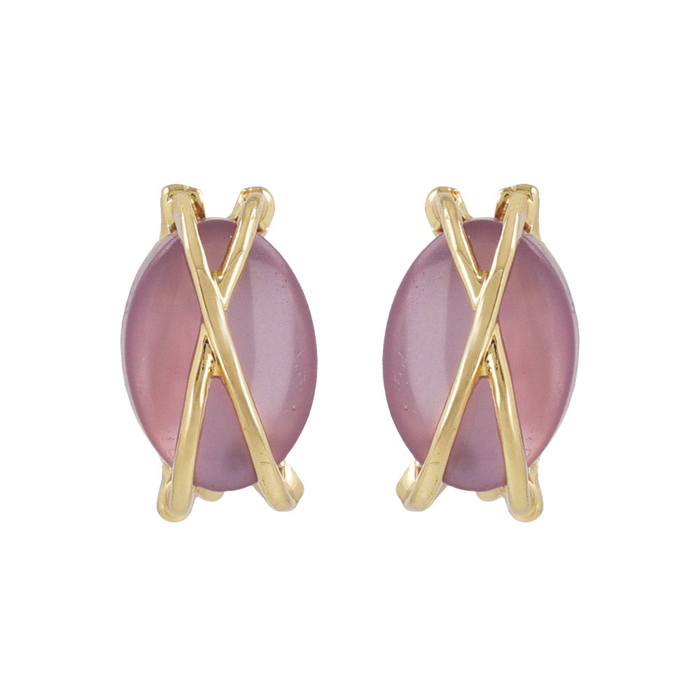 Metal Cross Oval Stone Clip Ons