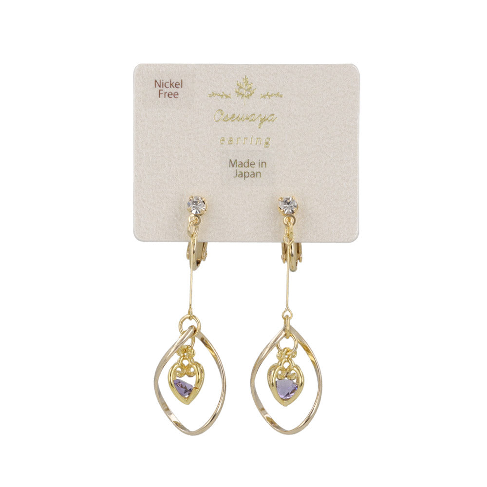 Twist Heart Cage Drop Clip Ons