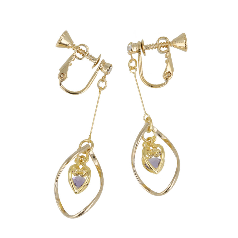 Twist Heart Cage Drop Clip Ons