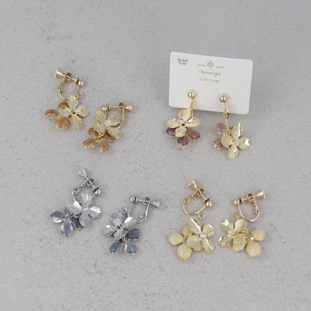 Double Contrast Flower Drop Clip Ons - osewaya