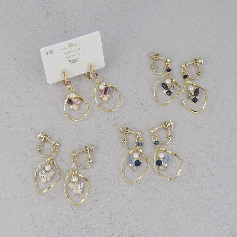 Twist Mixed Gem Drop Clip Ons