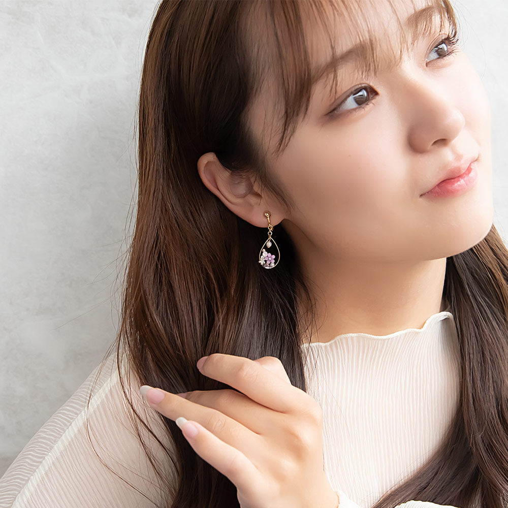 Mixed Flower Hoop Drop Clip Ons