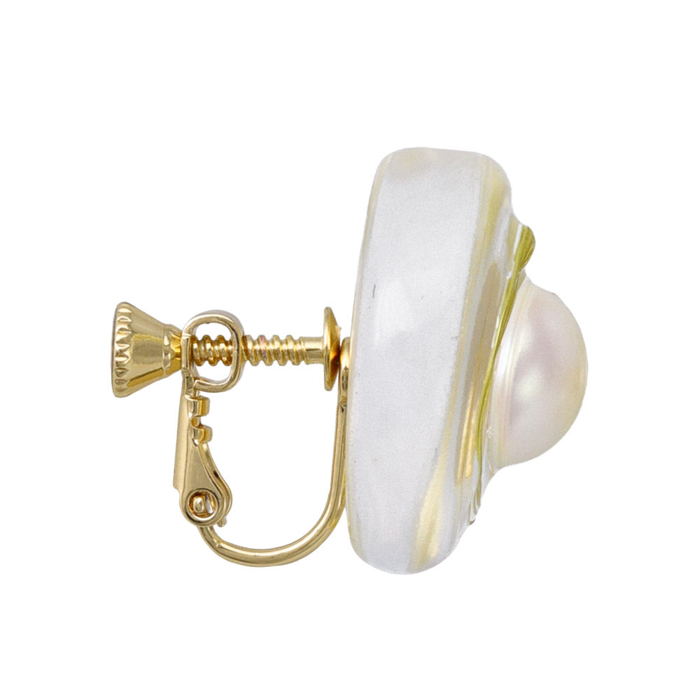 Swirl Pearl Clear Button Clip Ons
