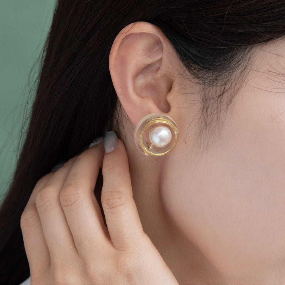 Swirl Pearl Clear Button Clip Ons