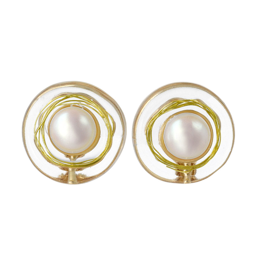 Swirl Pearl Clear Button Clip Ons