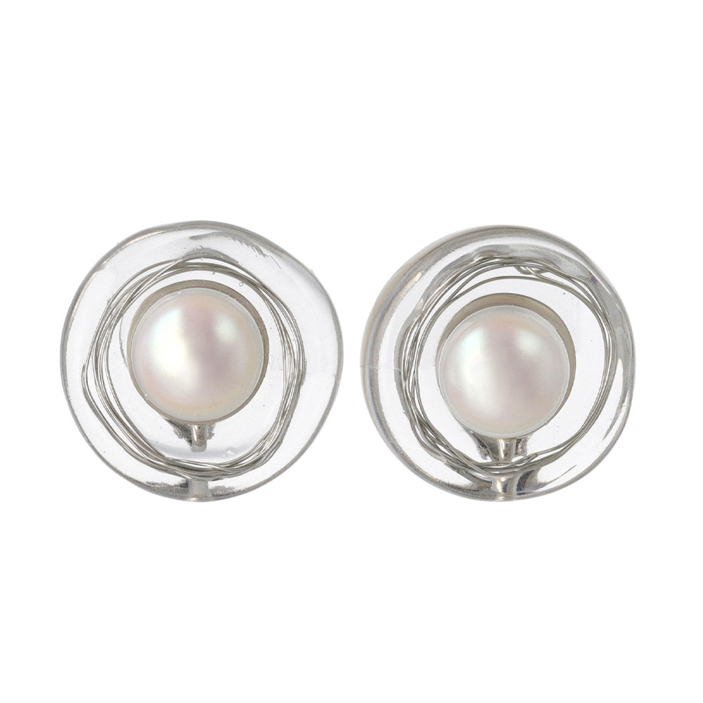 Swirl Pearl Clear Button Clip Ons