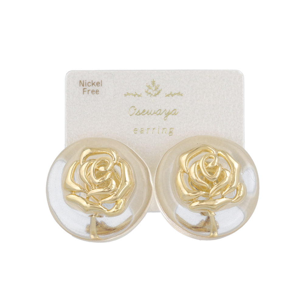 Rose Relief Clear Button Clip Ons