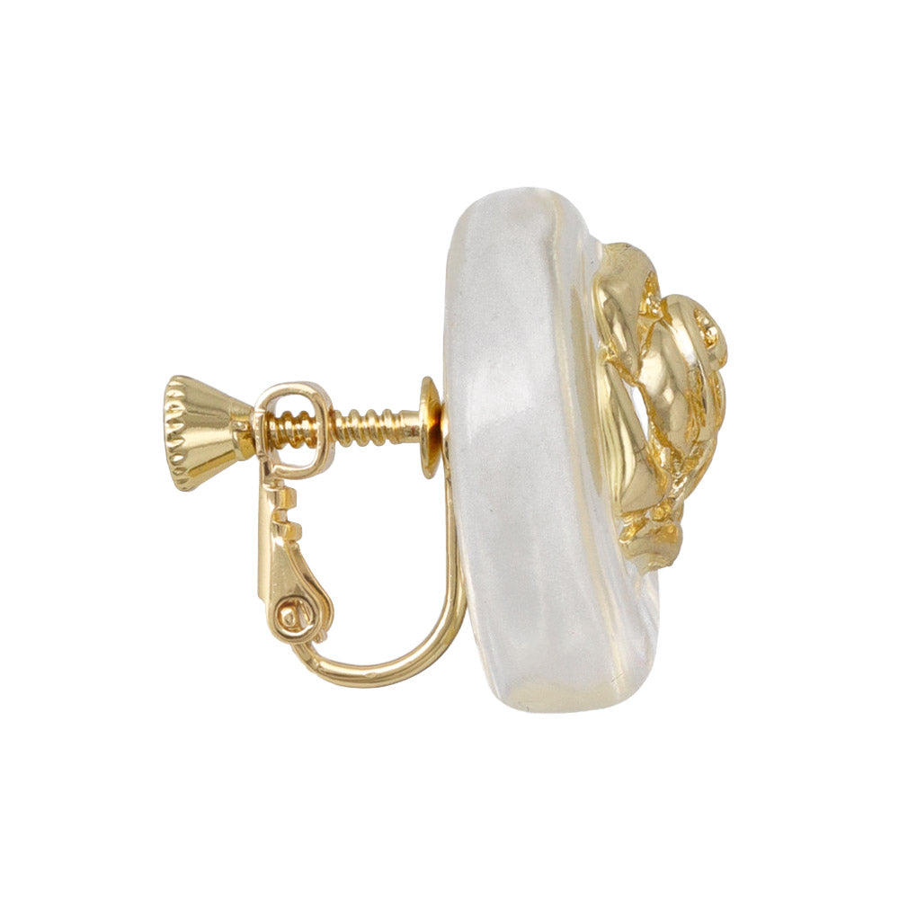 Rose Relief Clear Button Clip Ons
