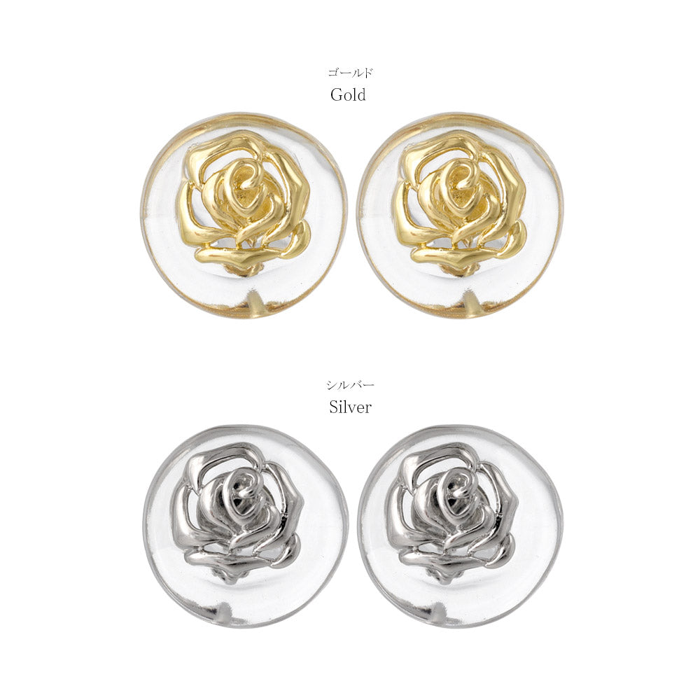 Rose Relief Clear Button Clip Ons